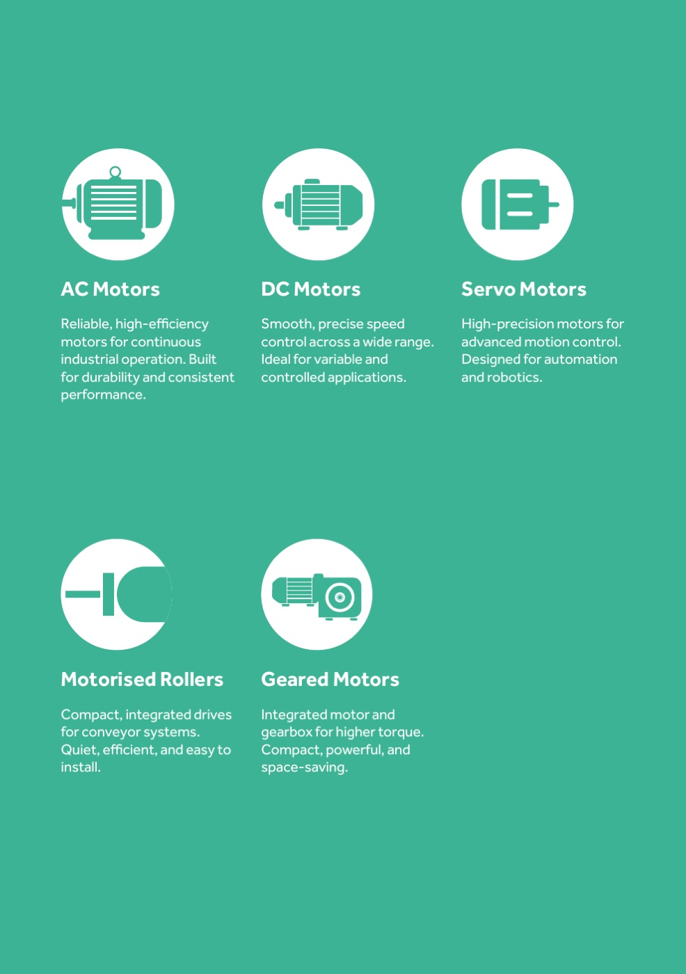 Page 5 of the Mages Group brochure: The motor range