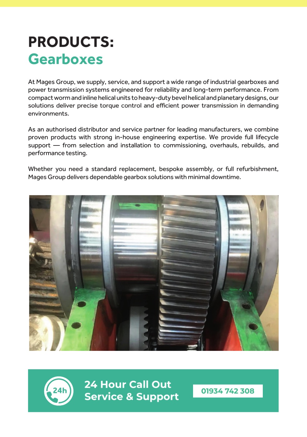 Page 8 of the Mages Group brochure: Gearboxes