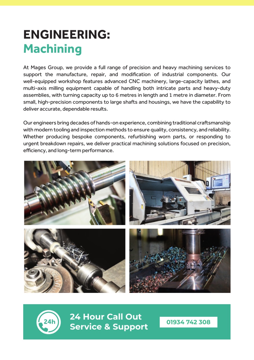 Page 12 of the Mages Group brochure: Machining