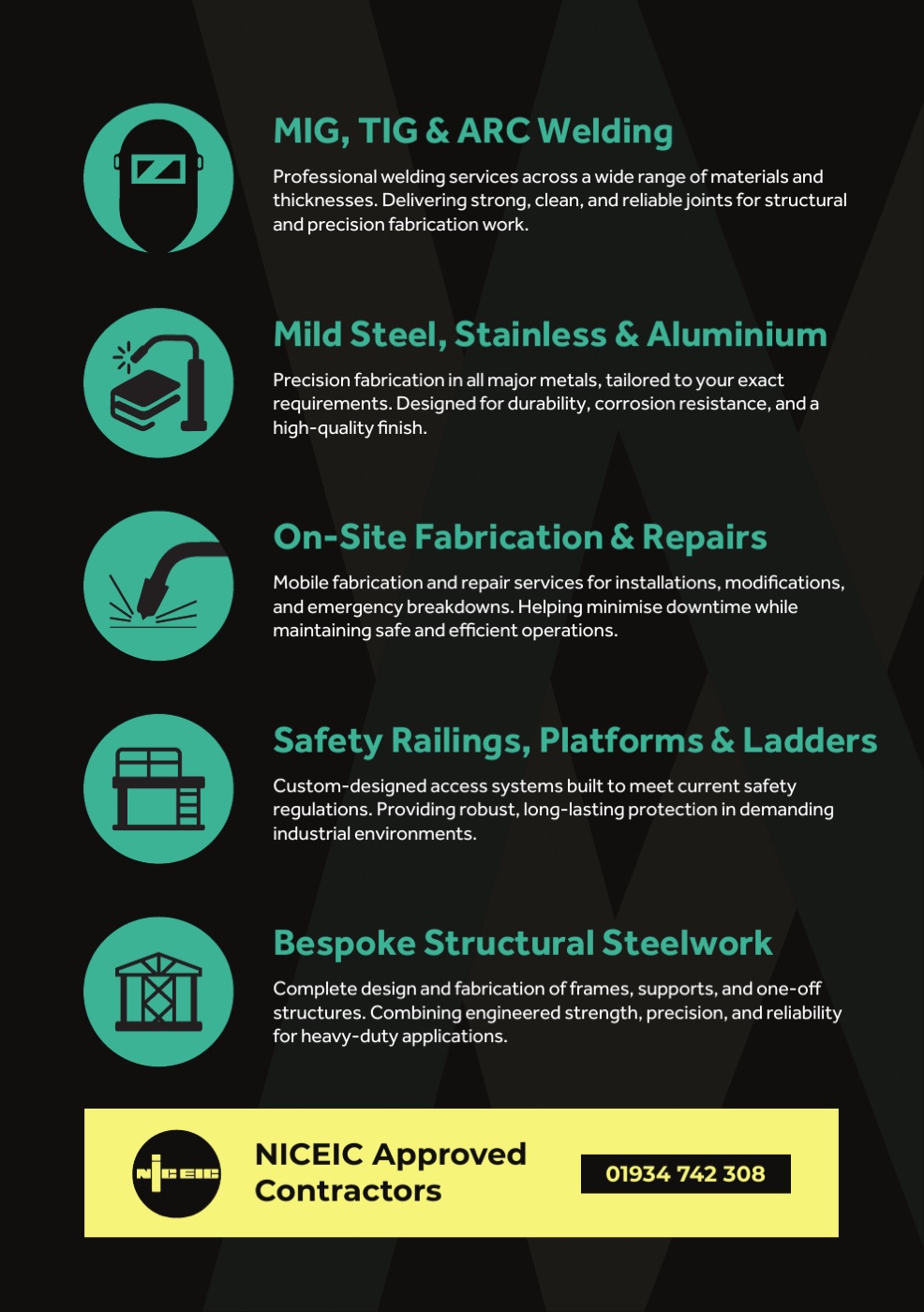 Page 15 of the Mages Group brochure: The fabrication range