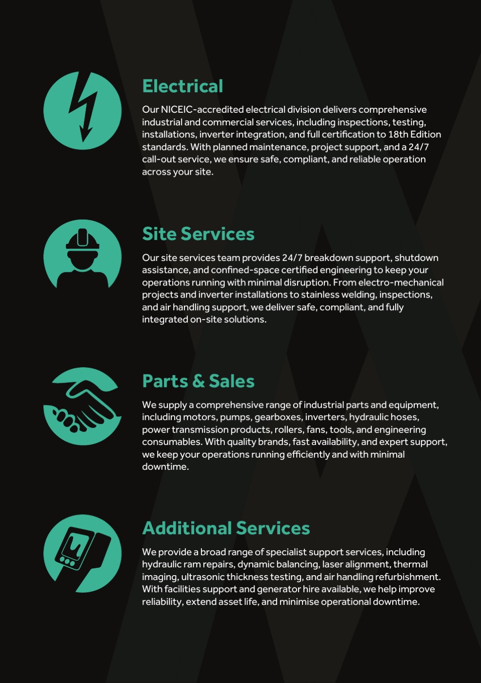 Page 19 of the Mages Group brochure: Support services