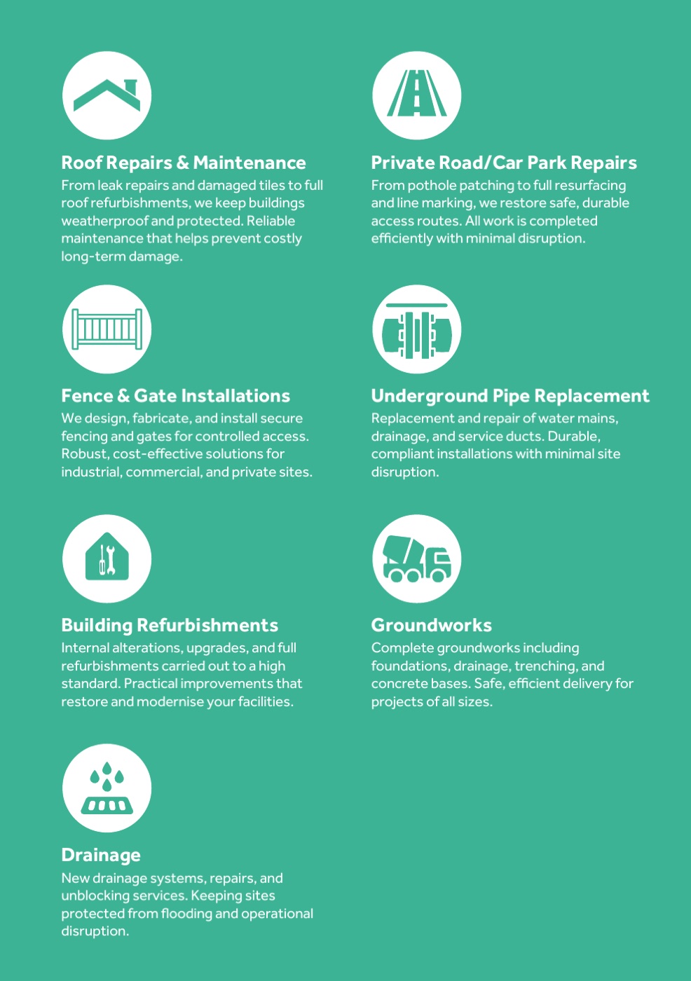 Page 21 of the Mages Group brochure: The construction range