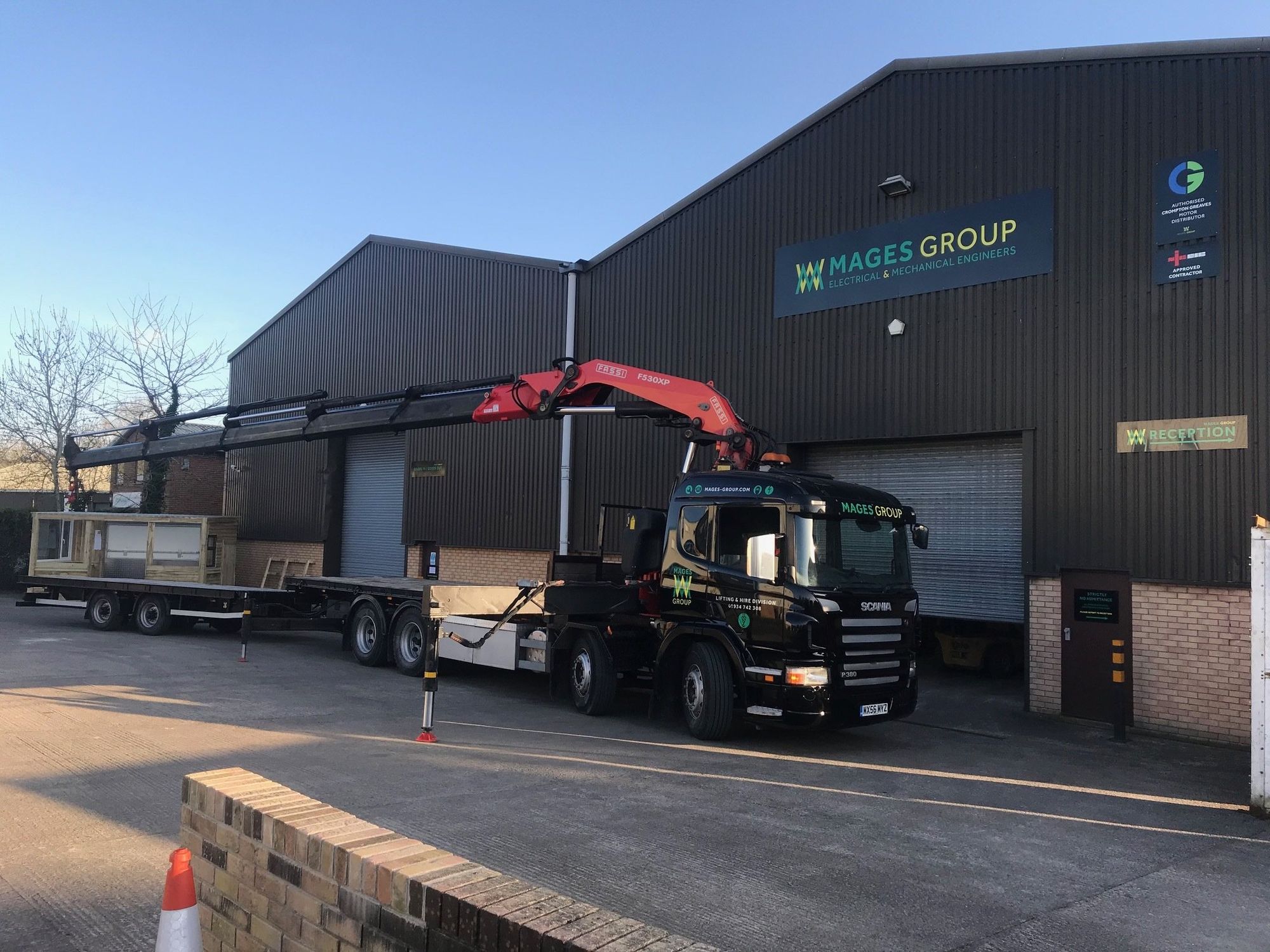 A Mages Group lorry loaded outside Mages House in Cheddar